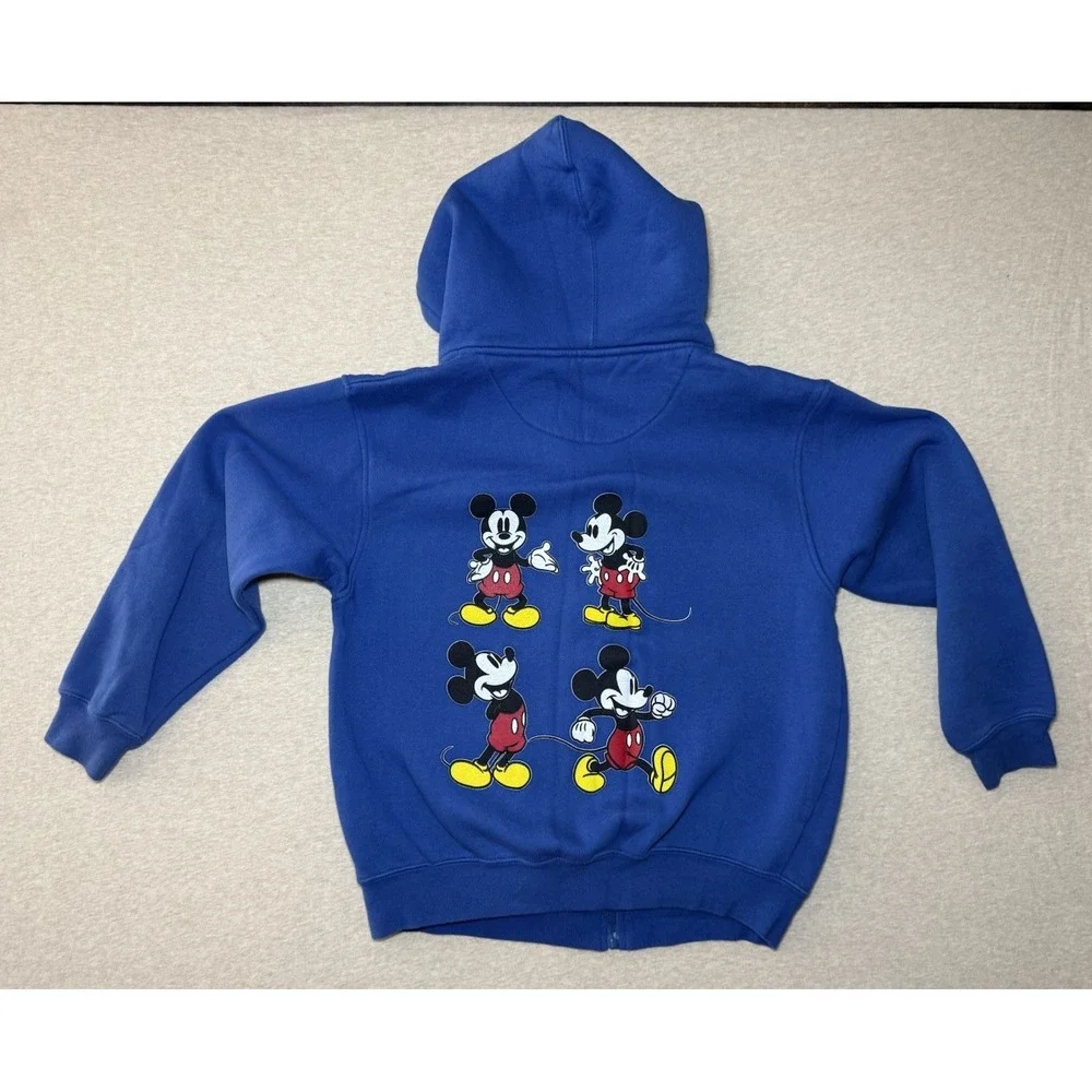 Vos Sports Mickey Mouse Blue Zip Up Sweater With Hood Blue Junior Size 18 Xl